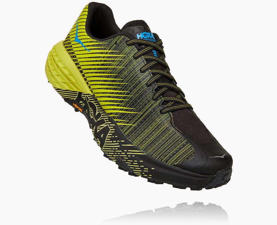 Zapatillas Trail Hoka One One Hombre - Evo Speedgoat - Negras/Verde - LME408931